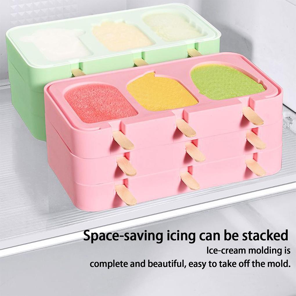 Silica Gel Silicone Small Popsicles Molds With 50 Wooden Sticks Easy-release Homemade Ice Molds Set