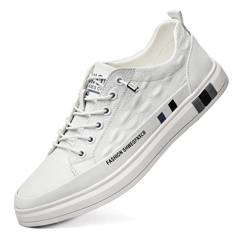 Men's shoes autumn casual little white shoes men's crocodile pattern low-top soft-soled soft-faced board shoes men 2025