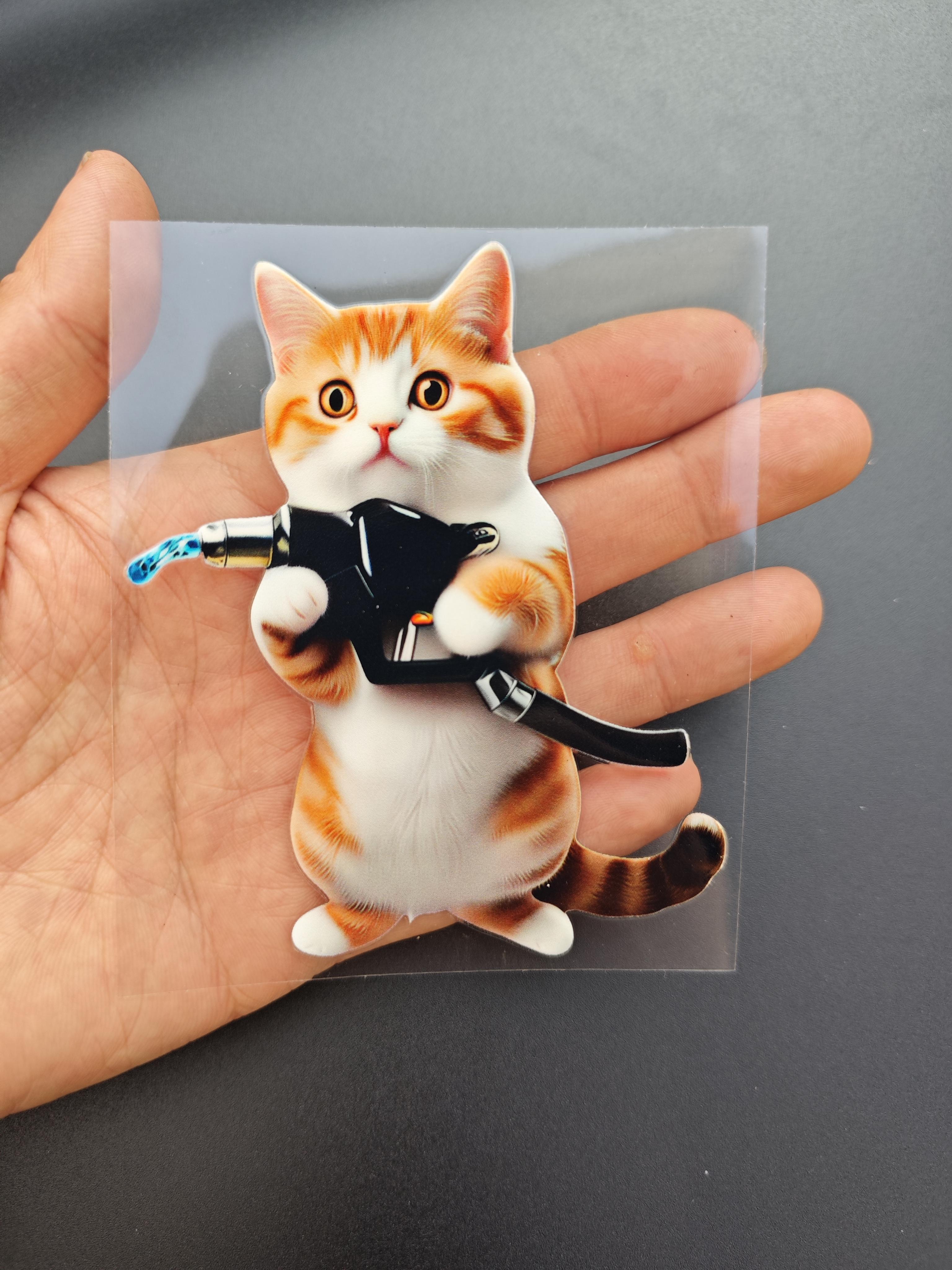 1 refueling cat logo car sticker, designed with cats as the design concept, suitable for all car fuel tank cap decorations 1pc