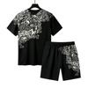 Summer European and American Street Kids Short Sleeved T-shirt Shorts Set 3D Letter Skull Print Boy's and Girl's Loose Casual Sports Suit