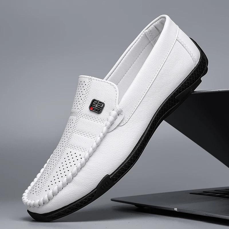 Fashion Fashion Leather Men Casual Shoes Slip on Italian Formal Loafers Luxury Brand Comfortable Men Moccasins Soft Male Driving Shoes