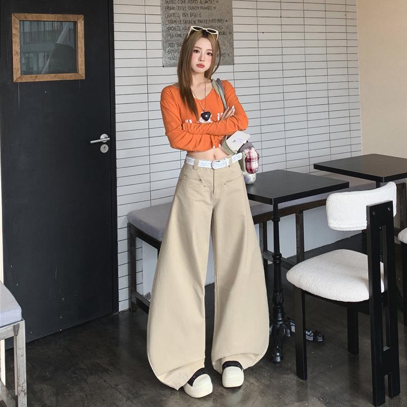 

Minghai Women s Light Khaki Retro Wide-Leg Cargo Pants (2026 Edition) M