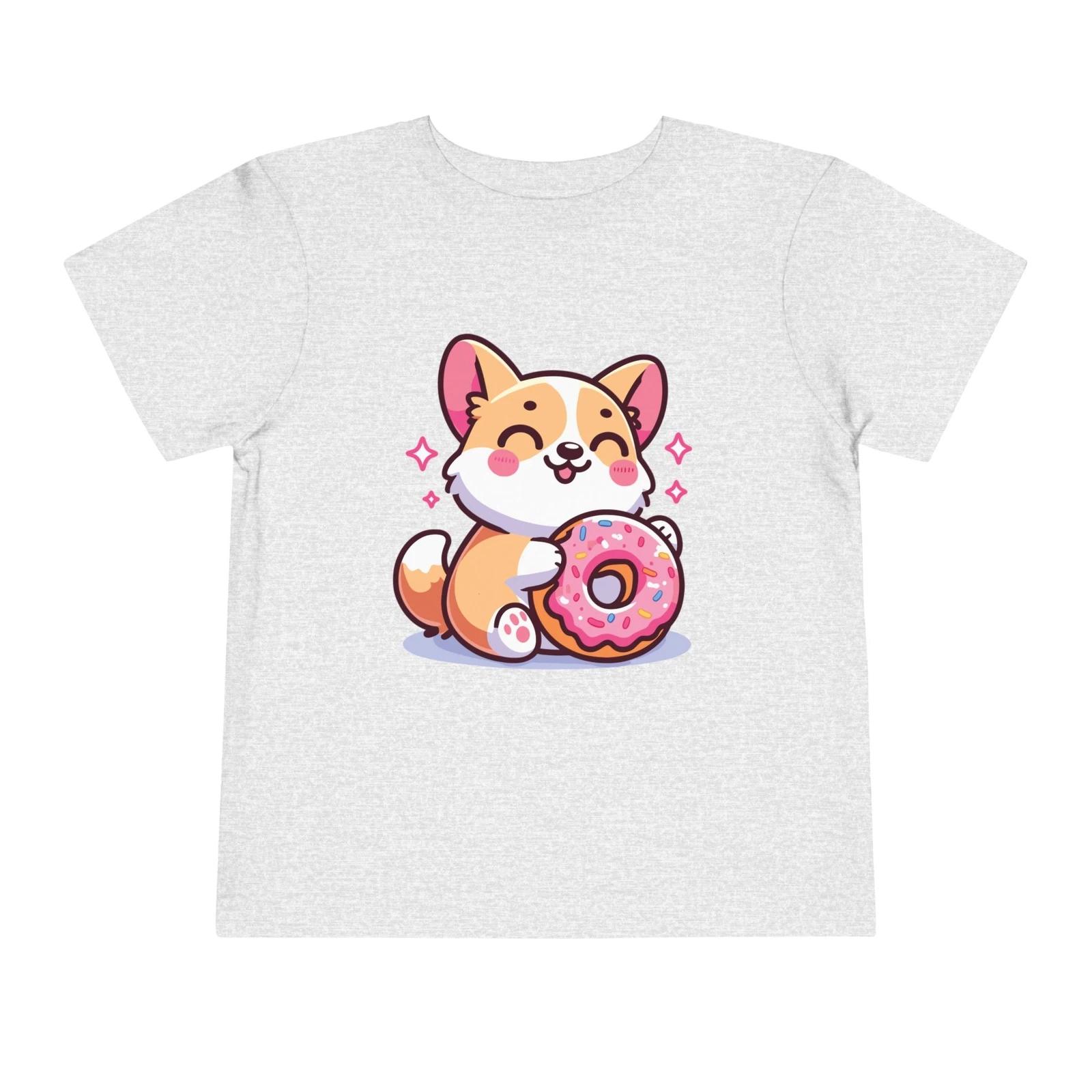 Toddler Cute Corgi Donut Shirt Kawaii Dog Cartoon Tee Kids Fun Corgi Dog T-Shirt XL