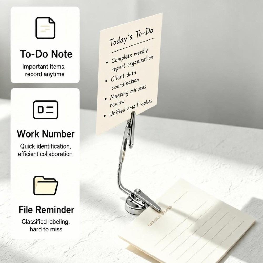 Flexible Alligator Clip Metal Office Name Card Clip Portable Memo Photo Holder  Gift