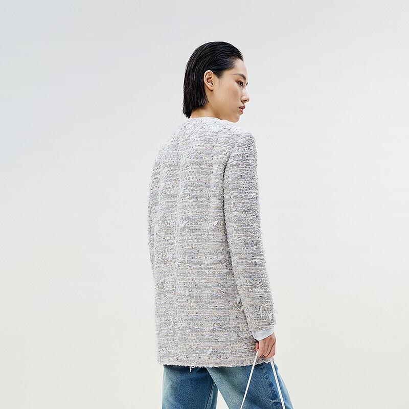 LESS 2025 Spring Collarless Long Wool Coat