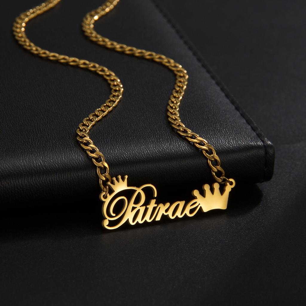 Atoztide Custom Necklaces Personalized Stainless Steel 4mm NK Cuban Thick Chain Pendant Letter for Women Jewelry Gift