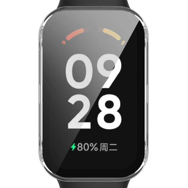 Screen Protector Case Full Coverage PC Protective Cover Washable Bumpers Housing Skin for Band 8 Active/Redmi Band 2