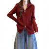 Women's Collared Zip Front Ribbed Knit Cardigan