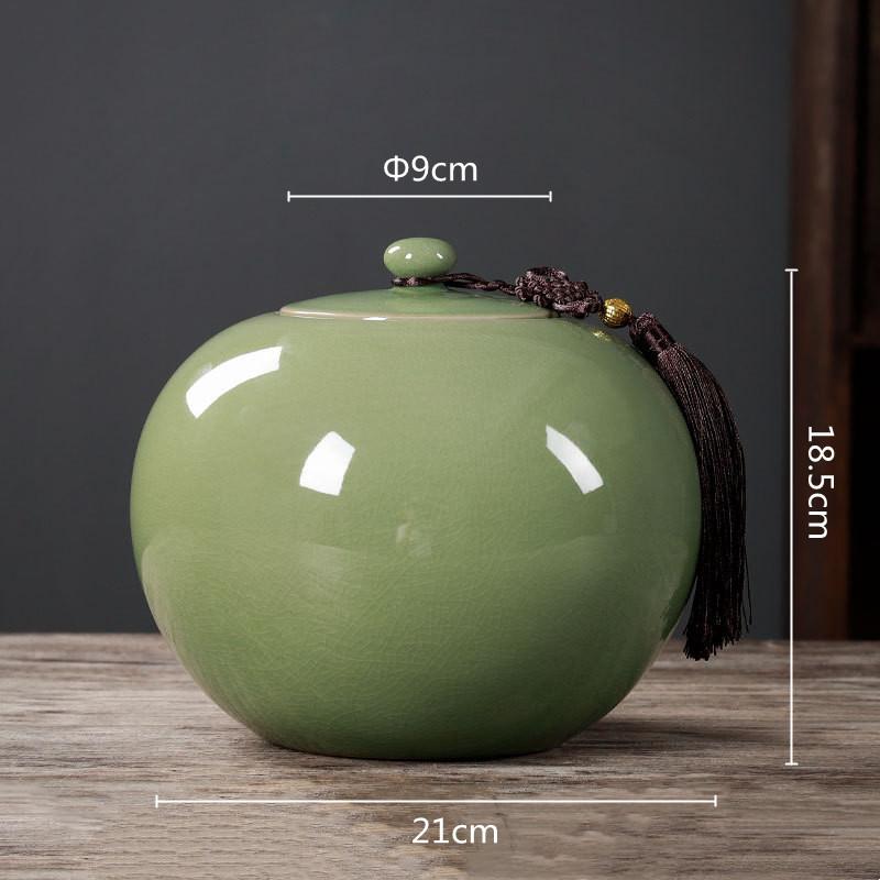 Ceramic Tea Pot Round Storage Airtight Container Chinese Vintage Bottle General Can Caddy Organizer