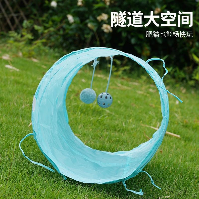 Interactive Cat Tunnel Toy Chew Resistant Kitten Play Tube With Teaser Wand For Indoor Cats Kittens Home Play Gift Christmas