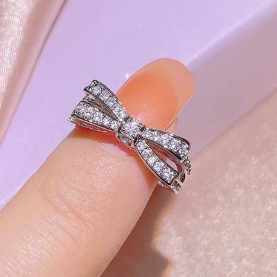 Sweet Bowknot Minority Design Three Dimensional Universal Personality Ring Wedding Engagement