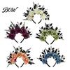 Vintage Rose Crown for Festivals Halloween Headband, Flower Leaf Hair Hoops Bands, Costume Accessories Adults Gothic Headpiece Hairband Cosplay Party