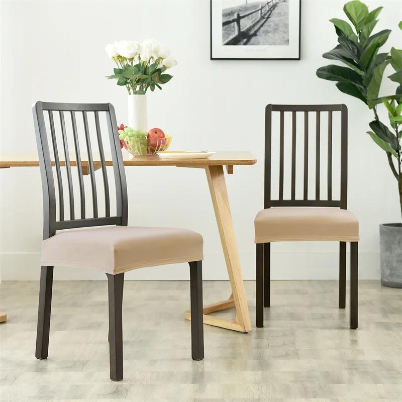 1Pc Solid Color Velvet Dining Chair Seat Cover Classic Chair Covers Removable Anti-Dirty Chair Cushion Slipcovers For El Home