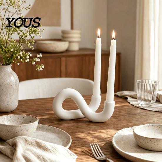 Unique 3D Printed Candle Stand Infinity Loop Taper Holder, Abstract 2?Candlestick Geometric for Two Candles Minimalist Dining Table Decor,