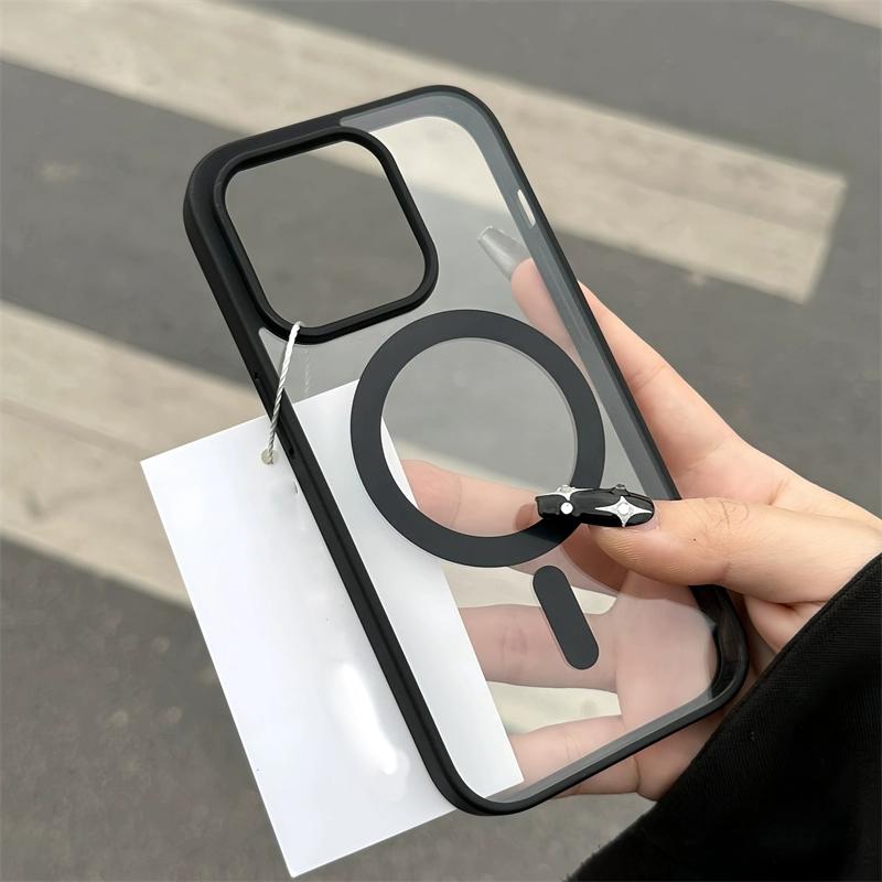 For Magsafe Wireless Charge Case For iPhone 11 12 13 14 15 Pro X XR XS Max 7 8 Plus Magnetic Bumper Transparent Cover