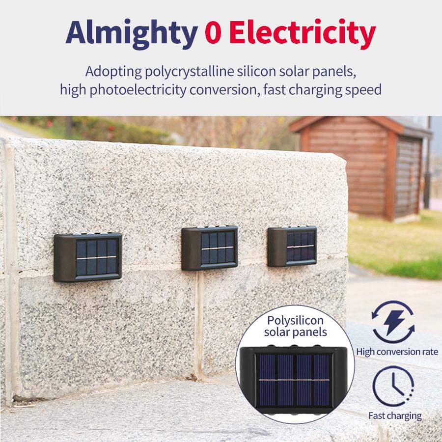 4/6/8/10LEDs Solar Wall Lamp Yard Street Decor Light Outdoor Waterproof Up and Down Luminous Lighting Garden Landscape Lamp