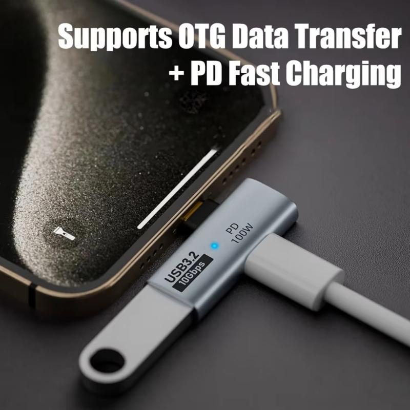 2pcs Type C Converter Adapter PD100W Fast Charging Splitter Support 10Gbps Data for Multiple Devices and Travel Use