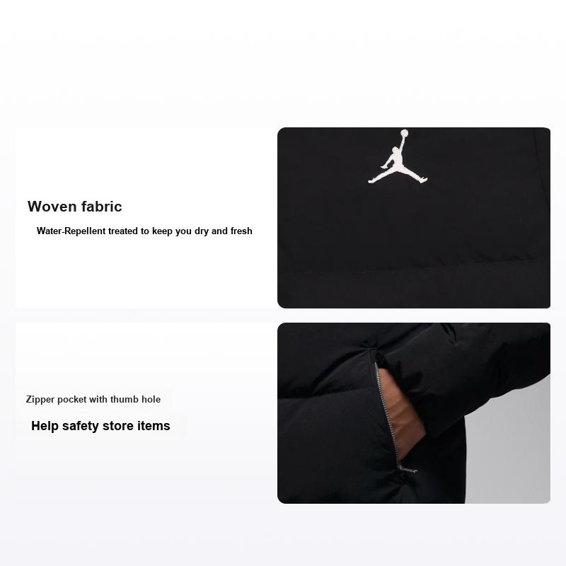 Jordan Men's Black Long Thick Warm Hooded Down Jacket Outerwear Fb7314-010 Cm