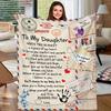 Cozy Cabin-Style Flannel Blanket "To My Daughter" - Features Heartfelt Message, Soft & Warm, All-Season Comfort, Ideal for Sofa