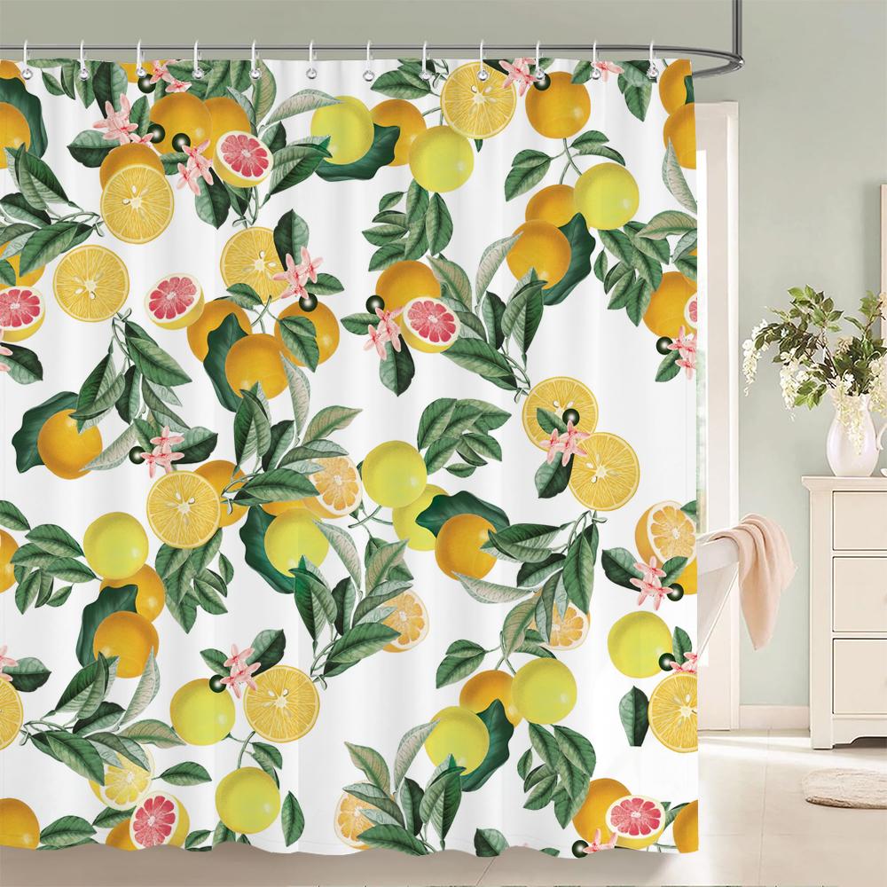 Beautiful Watercolor Flowers and Leaves Printed Shower Curtain Polyester Waterproof Bathroom Curtain Home Decoration With Hooks