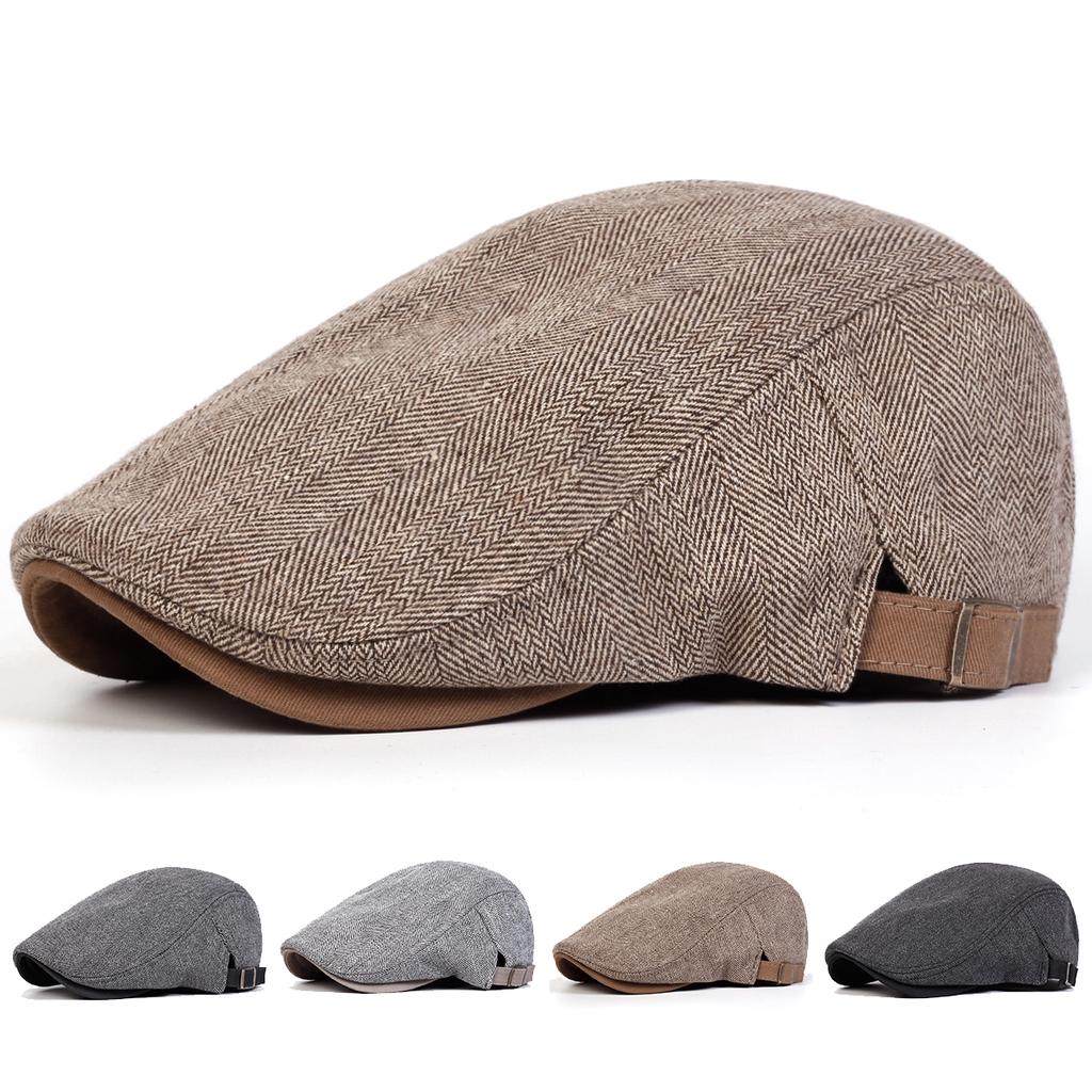 Men Retro Herringbone Grid Newsboy Caps British Painters Hats Spring and Autumn Adjustable Flat Cap Hip Hop Berets