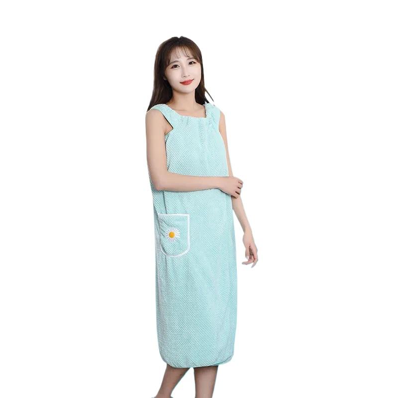 Bath Towel Wrap Dress For Women - Long Style Skirt, Quick-Dry Hair, Wearable And Washable Polyester Robe Quick-Dry Compressed