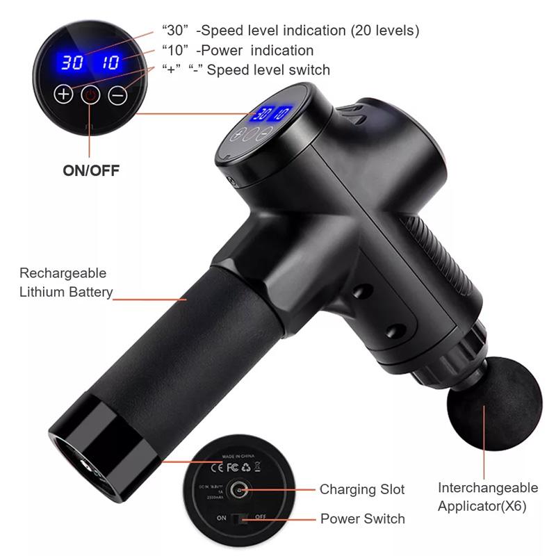 Smart Touch Screen Massage Gun High Frequency Body Muscle Relaxation Electric Massager With Portable Bag Therapy Gun For Fitness