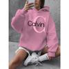 Calvin Graphic Hoodie Women's Plus Size "Calvin" Graphic Hoodie - Casual Long Sleeve Pullover with Pockets Y2k Clothes