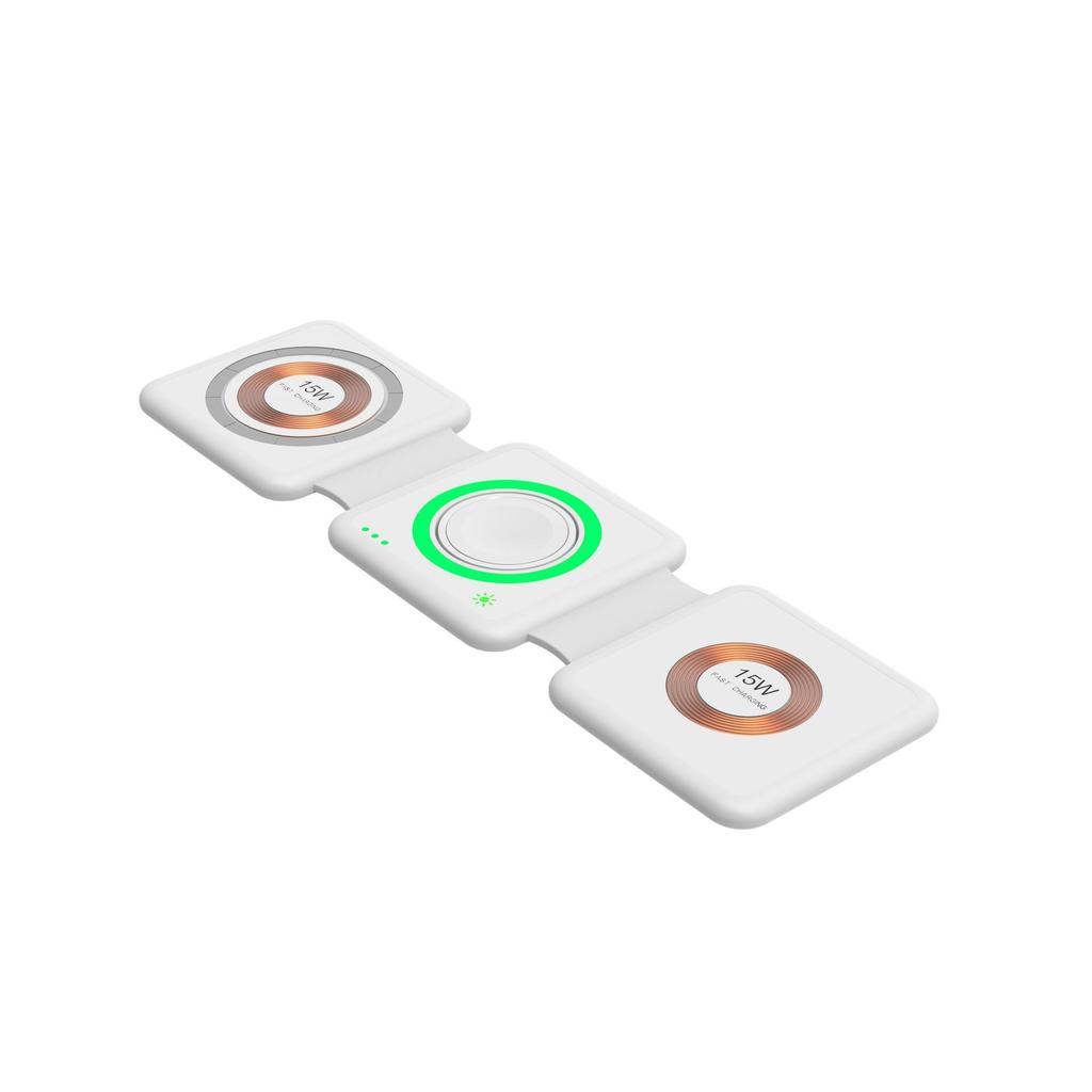 15W Magnetic Wireless Charger: Apple Fast Charging for Earphones, Watch, Phone with Folding Stand