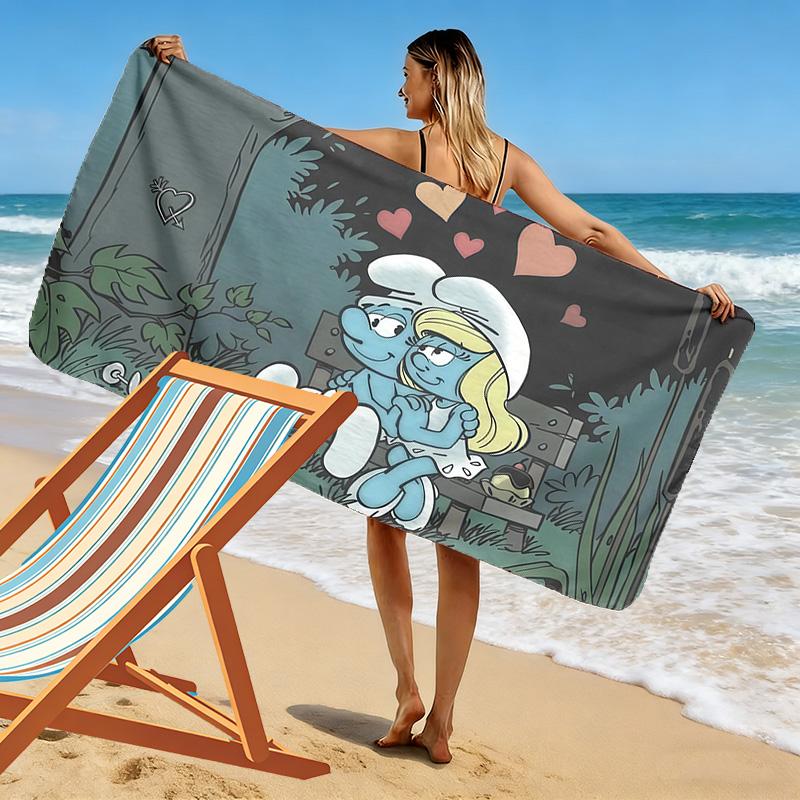 The Smurfs Print Beach Towel, Large Soft Quick Dry Towel for Beach Camping Swimming