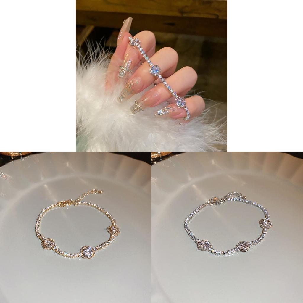 Fashionable Zircon Floral Bracelet In Gold Silver For Womens Casual And Formal Outfits