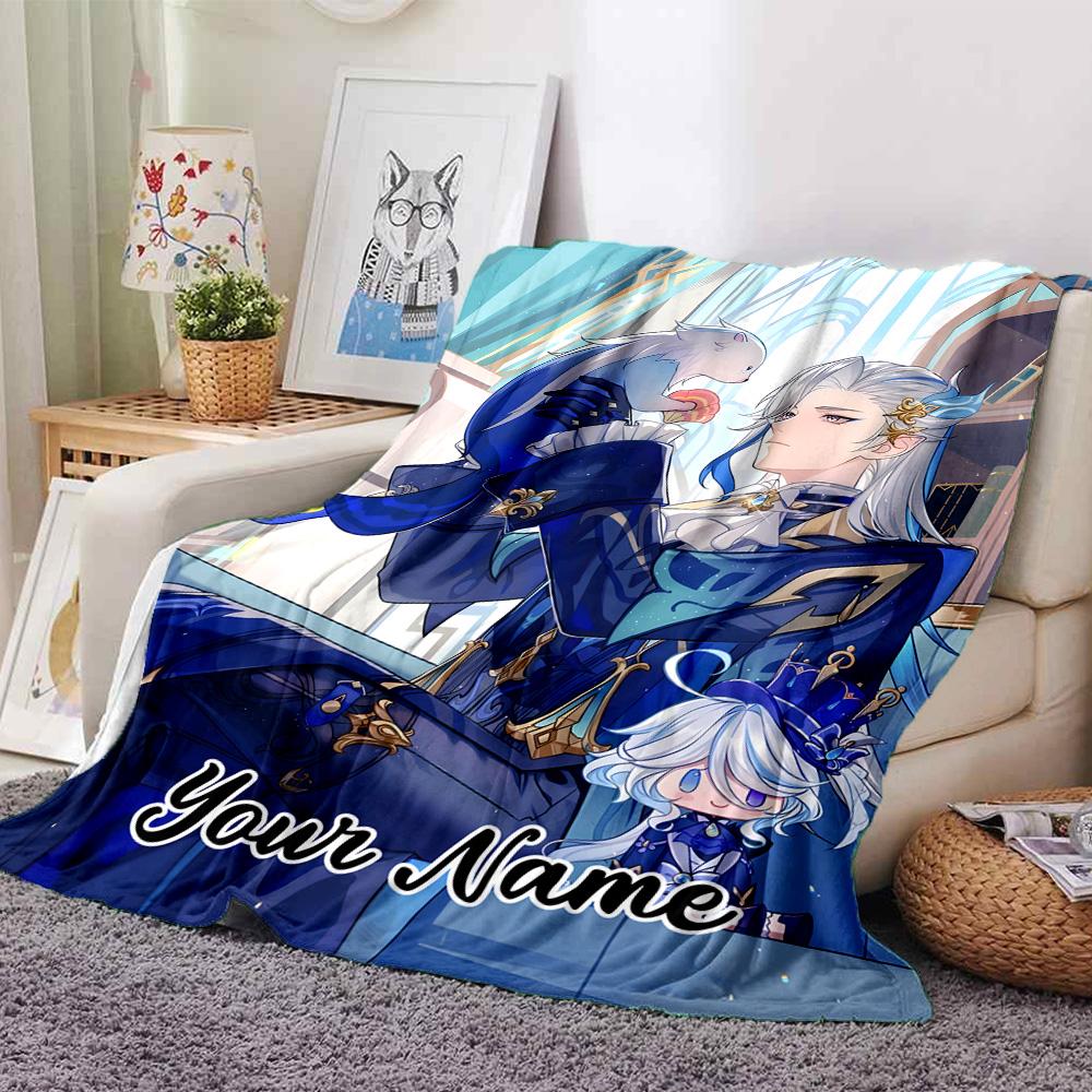 Customizable Genshin Impact8 Throw Blanket – Personalized Name, All-Season Cozy Snug Blanket, Machine Washable, Personalized Blanket