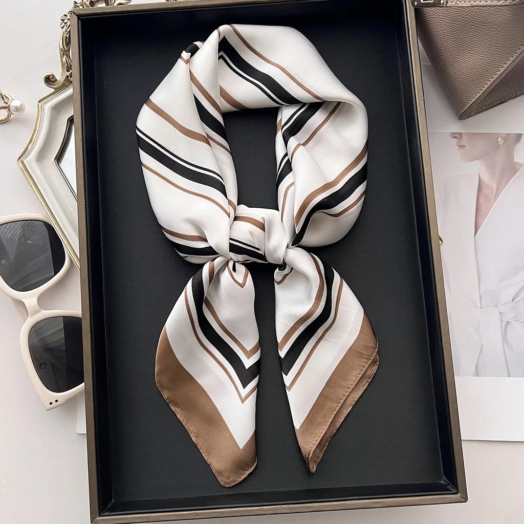Scarf For Women Luxury Bandanna Spring/Summer Headband Hair Scarf Neckerchief Imitation Silk Square Scarf With A Shirt