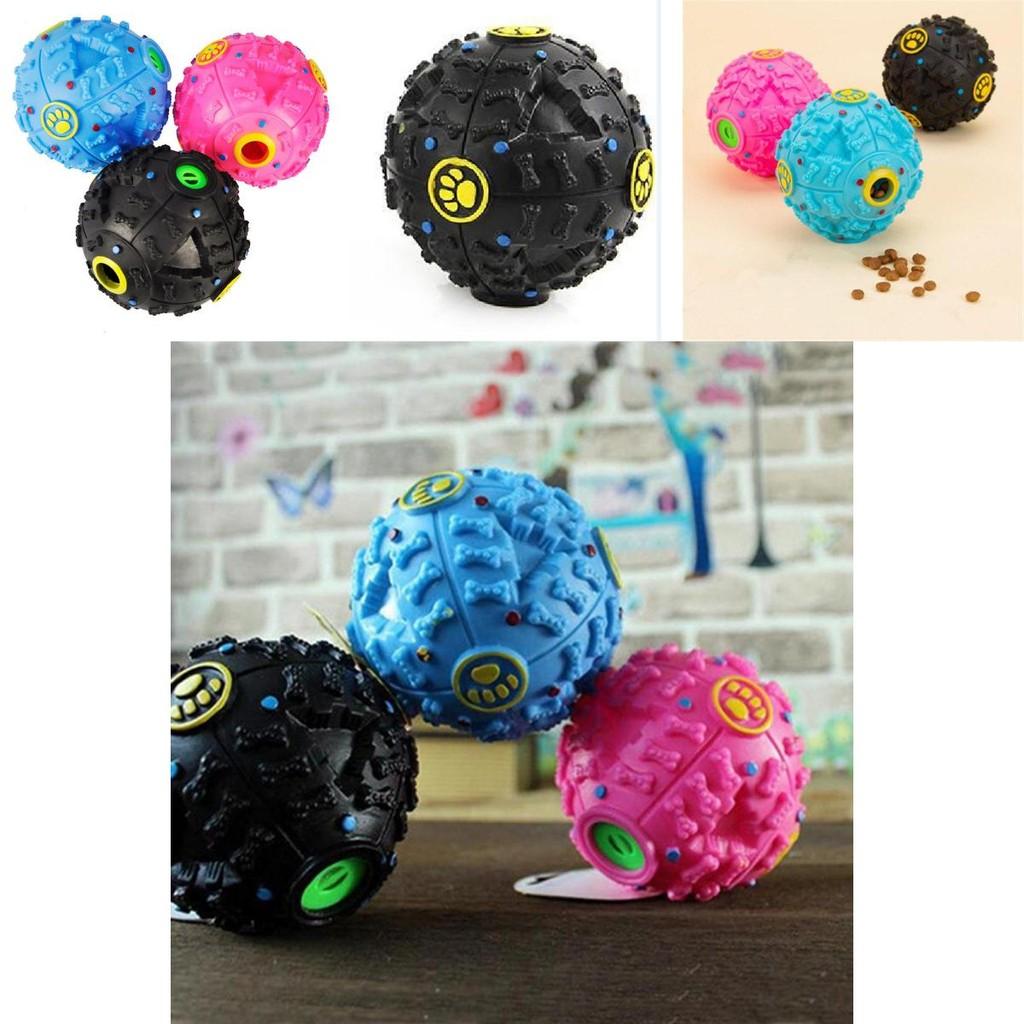 Durable Chew Resistant Dog Toy Enamel Rubber Squeak Ball With Treat Dispenser Puppy Training