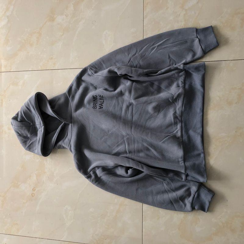 

Japanese Single Hooded Thin Fleece Hoodie Winter New Men s and Women s Same Style Long Sleeves Letters Pure Color Casual Pullover 30388 Blue Gray One size