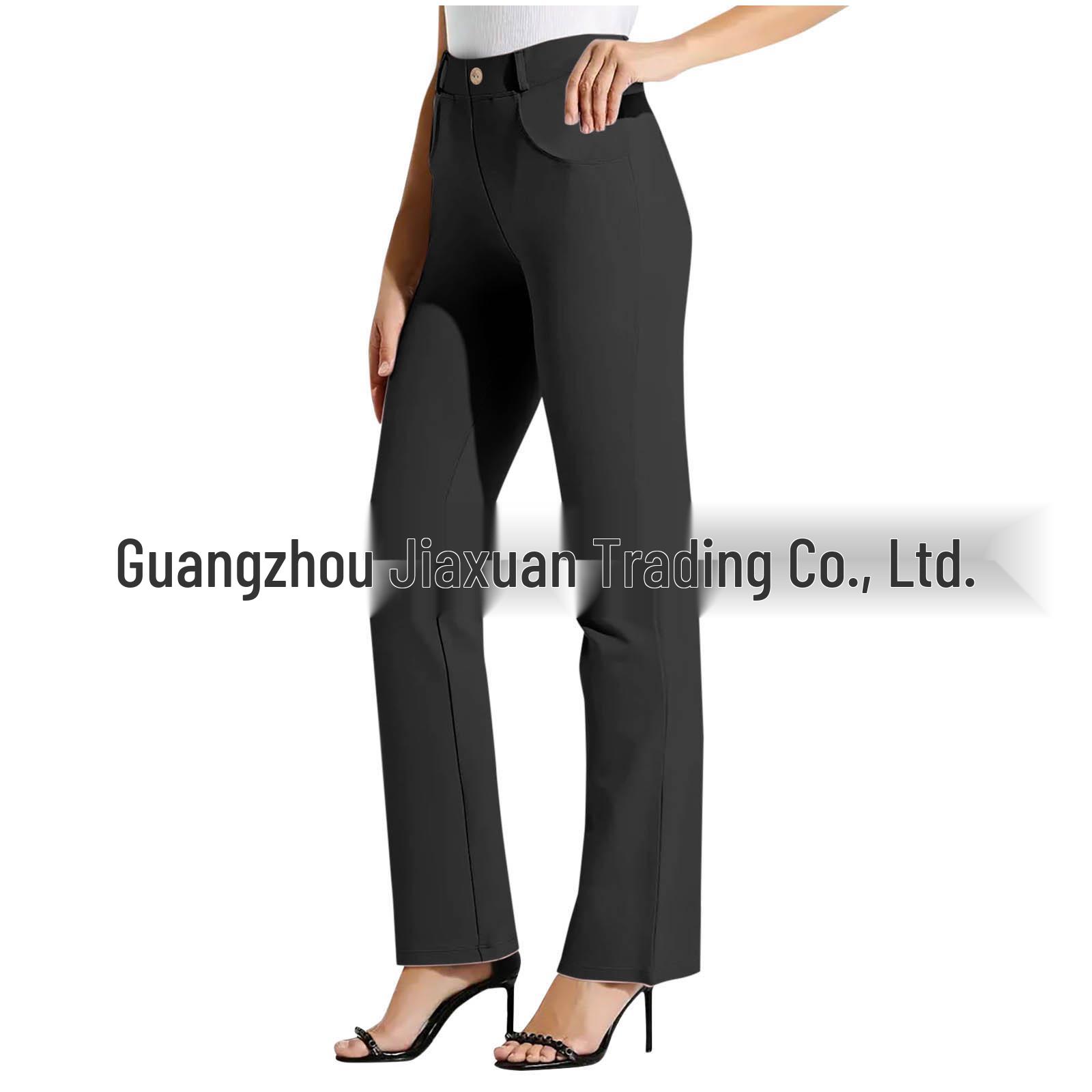 

Women s Elastic Waist Straight Leg Yoga Pants XXL чёрный