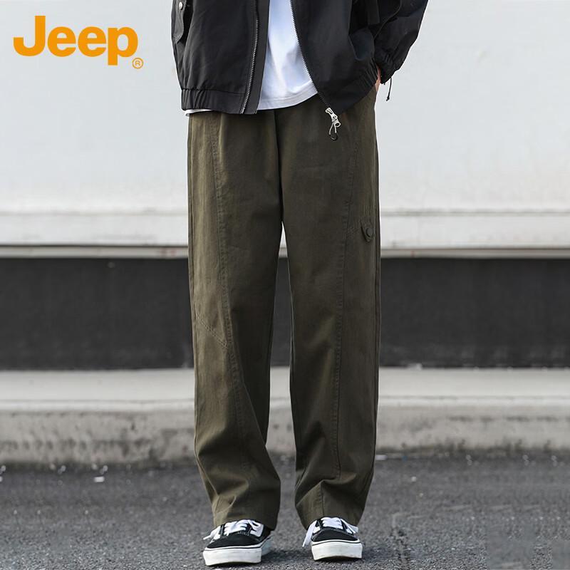 Jeep Men's Loose Fit Casual Straight-Leg Trousers