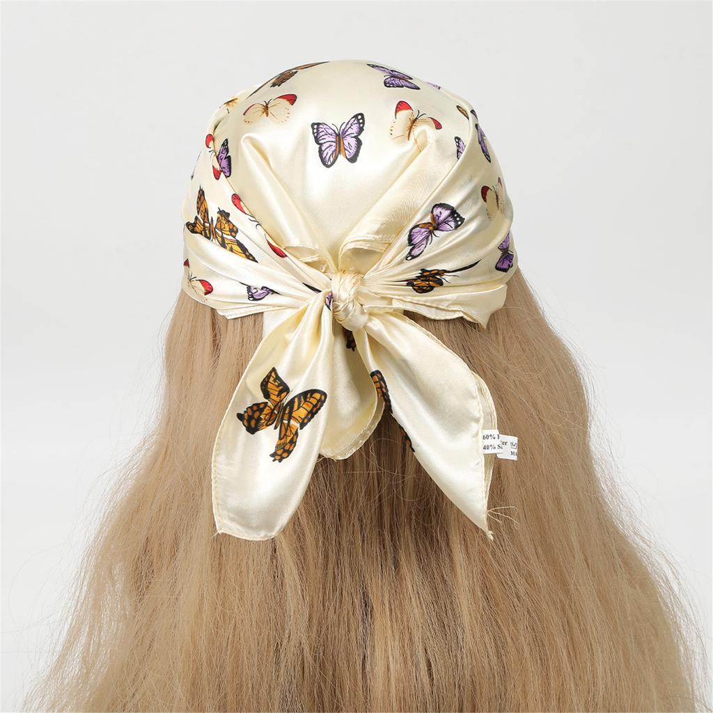 Trendy Silk Scarf with Butterfly Pattern Comfortable Neck Scarf Fashion Headwear for Daily Use Women Fashion Accessories