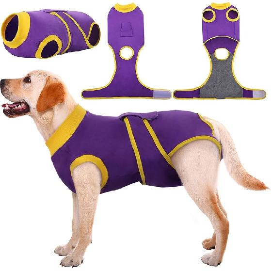 Kuoser Recovery Suit for Dogs Cats After Surgery, Professional Pet Recovery Shirt Dog Abdominal Wounds Bandages, Substitute E-Collar & Cone,Prevent