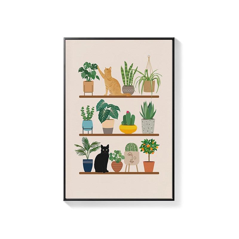 Bathroom Decorative Painting Cat American Retro Toilet Bathroom Canvas Painting Wall Art Poster for Modern Bathroom Home Decor