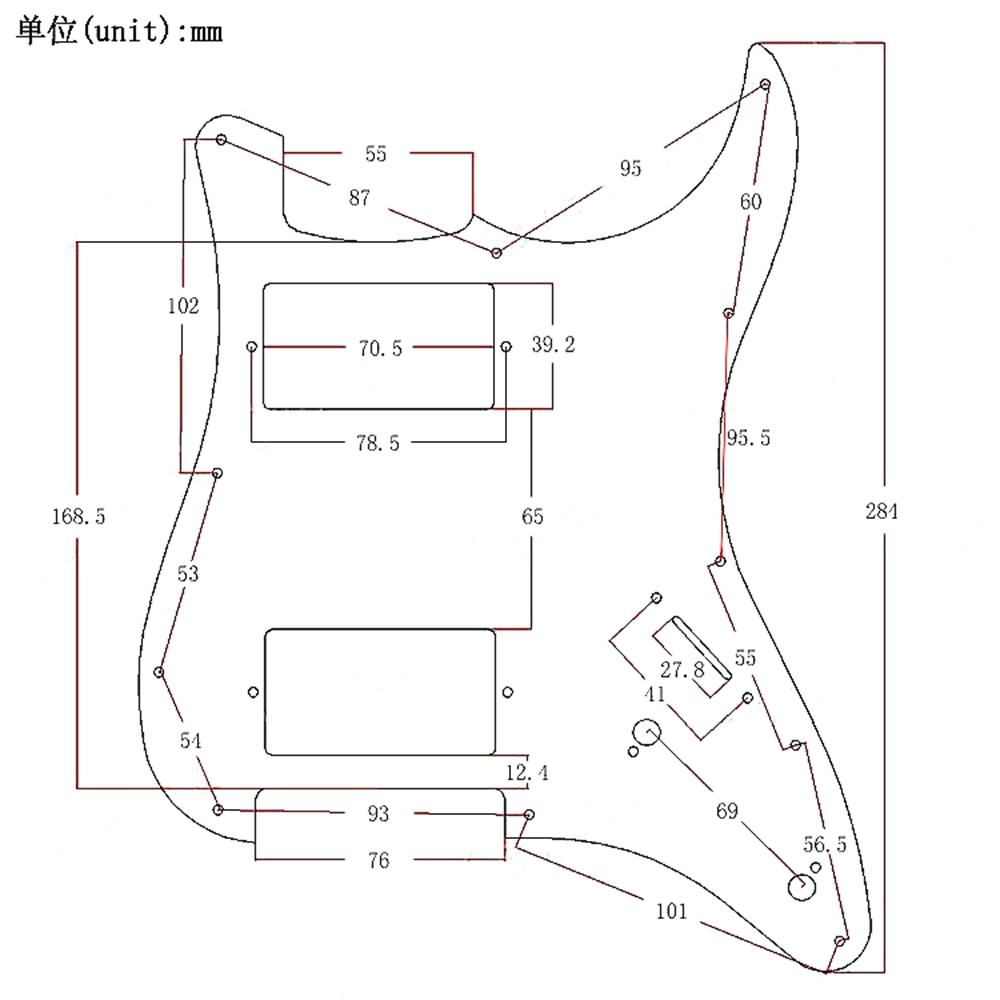 1ks Kytarový pickguard 2 otvory pro potenciometry Hliníkový 11 otvorů HH Pickguard Kryt proti poškrábání Kompatibilní pro kytarové díly stylu ST SQ