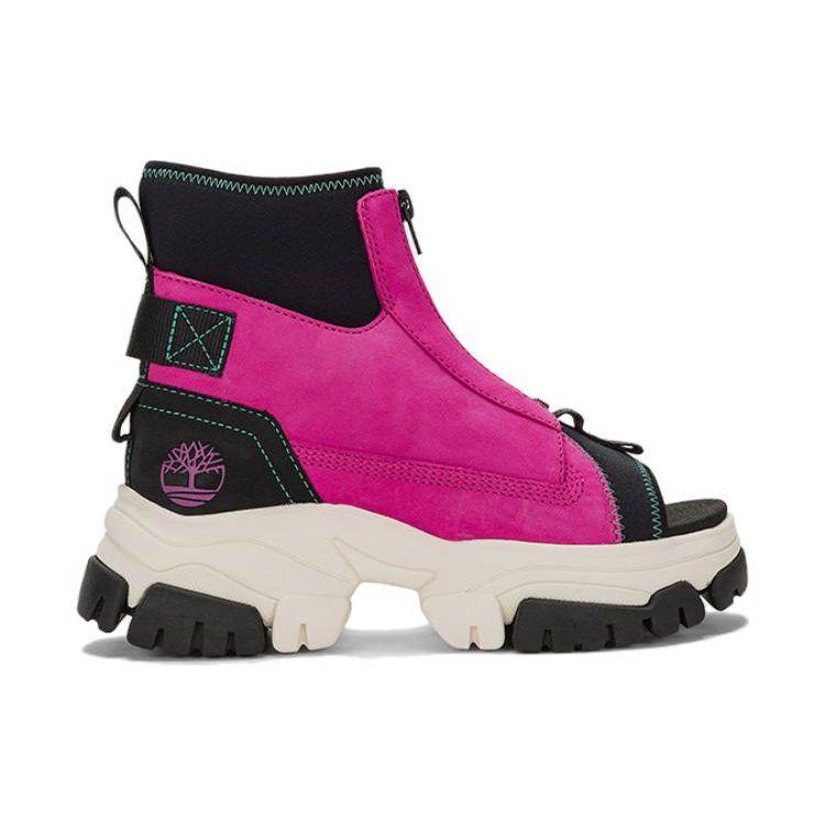 Timberland Adley Way Peep Toe Boot Sandals Women's Pink Black White A5W3G