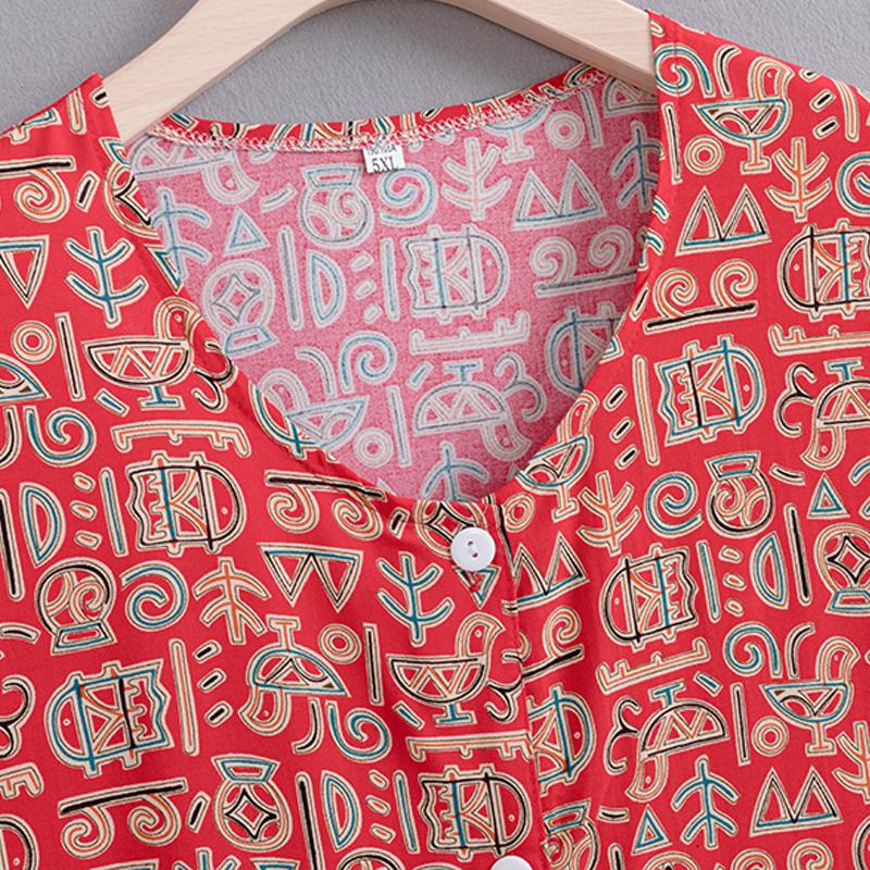 Summer Top Women Cardigan Thin Short Sleeve Plus Size Women's Blouse Summer Loose Vintage Clothes