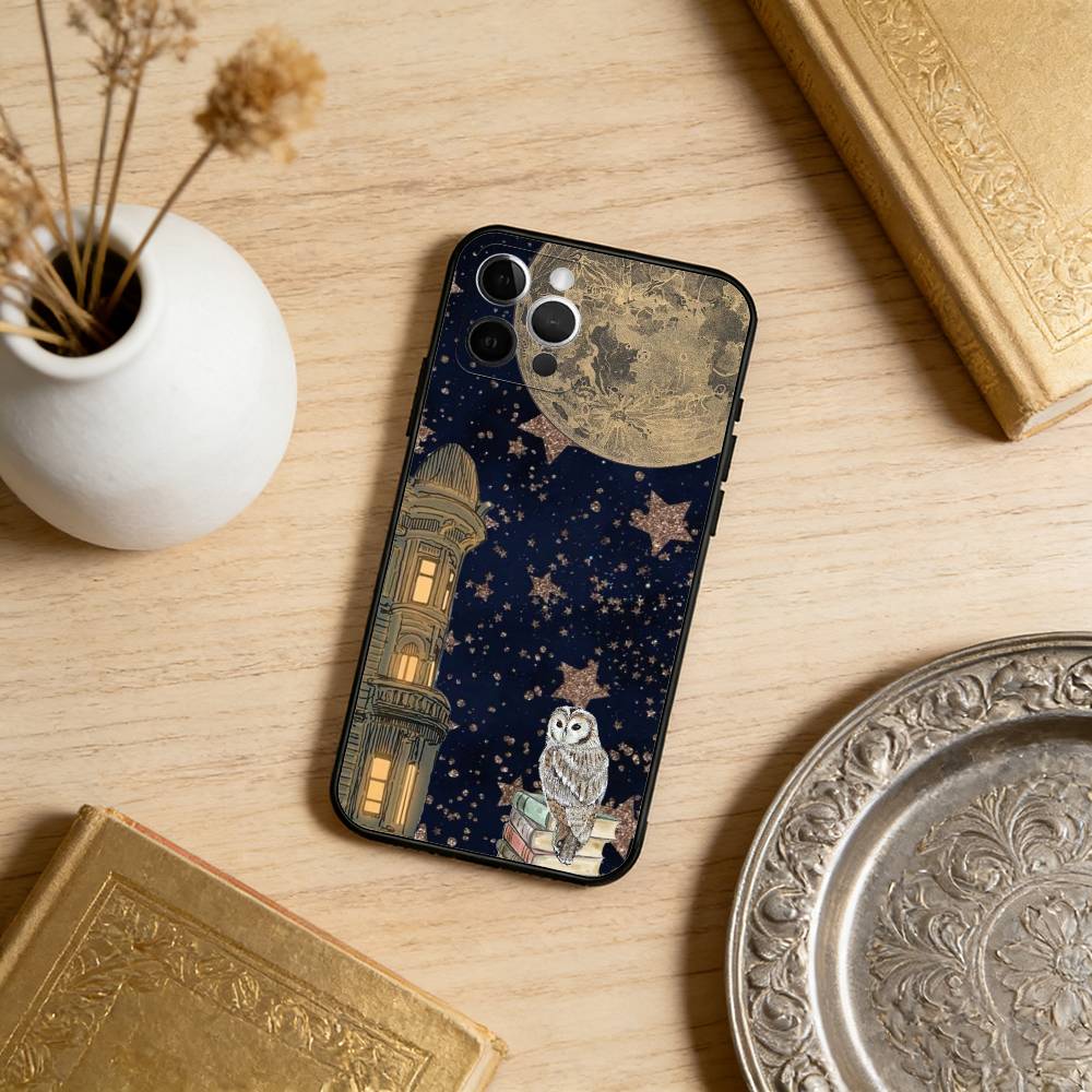 C-Cute O-Owl-WL Soft Silicone Black Cover,Phone Case For iPhone 17,16,15,14,13,12,11 Plus,Pro Max,XS iPhone12PROMAX