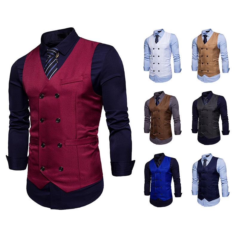 2021 Men's Double-Breasted Formal Vest Waistcoat
