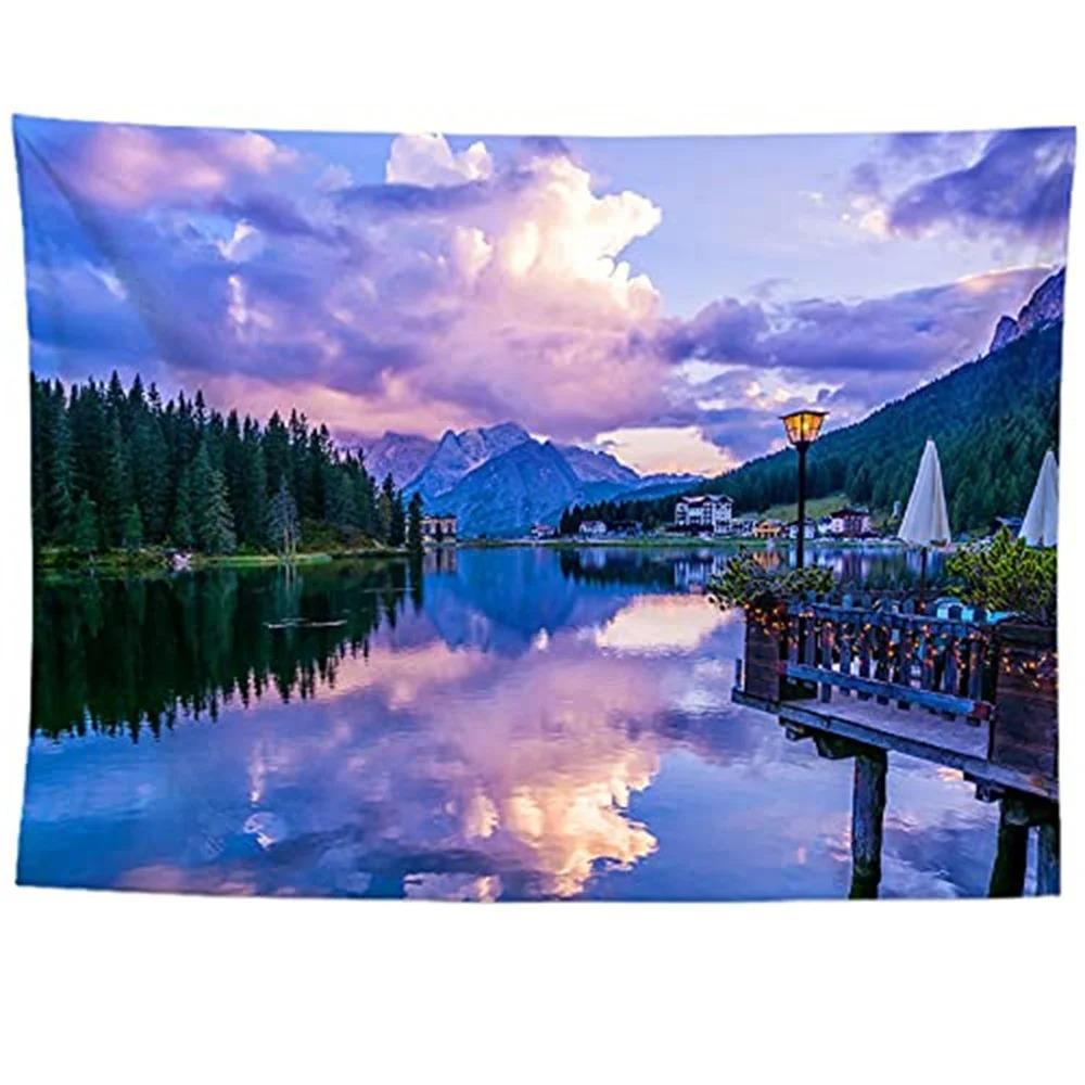 Спальня Гостиная Гобелен Парк Цветы Природный Пейзаж Узор Модный Домашний Декор Гобелен — фото 14