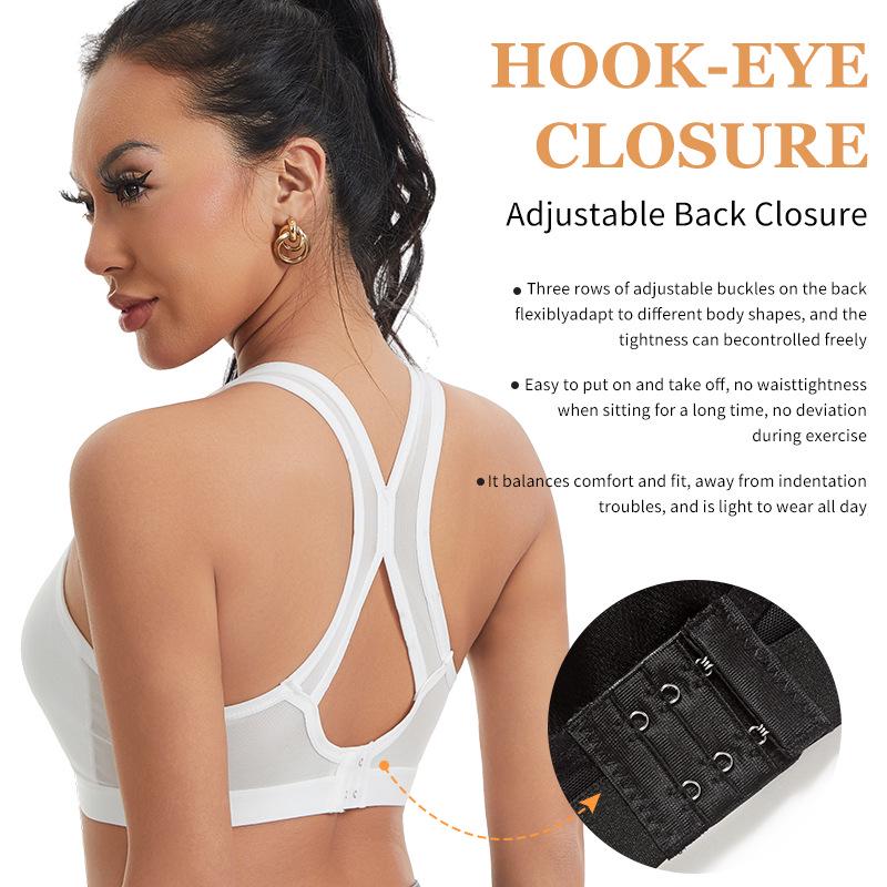 Stoßfester Anti-Durchhängen Sport-BH für Damen - Hakenverschluss, Kreuzrücken Yoga-Top