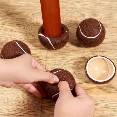 4Pcs Tennis Shape Chair Table Leg Covers Anti-noise Protective Sleeve Furniture Leg Cover Wear Resistant Floor Protective Pad