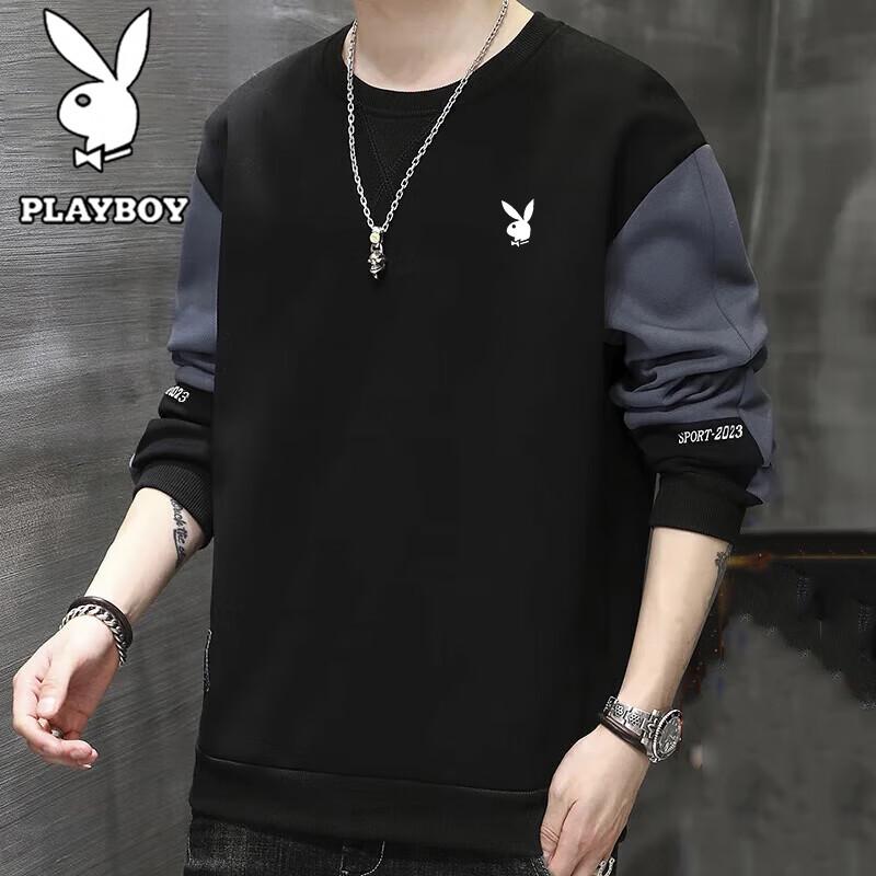 Playboy Men's Long Sleeve Round Neck Casual Top
