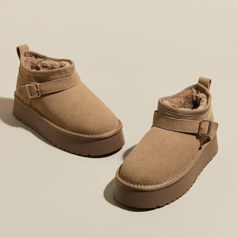 

Winter snow boots women s 2025 new platform short boots piled and thickened warm, non-slip and waterproof Northeast cotton shoes 35